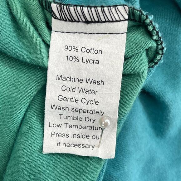 BREAD Top Womens L 3/4 Sleeve Patchwork Lagenlook Tie Dye Asymmetric Green - Picture 13 of 16